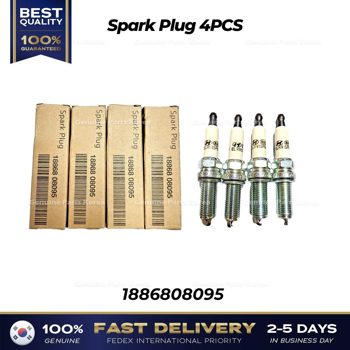 ⭐Genuine⭐ Spark Plug 4PCS 1886808095 for Hyundai Elantra Ioniq Kia Niro