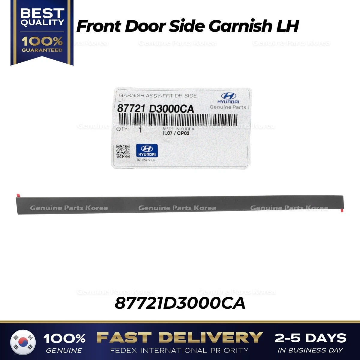 ⭐Genuine⭐ Front Door Side Garnish LH 87721D3000CA for Hyundai Tucson