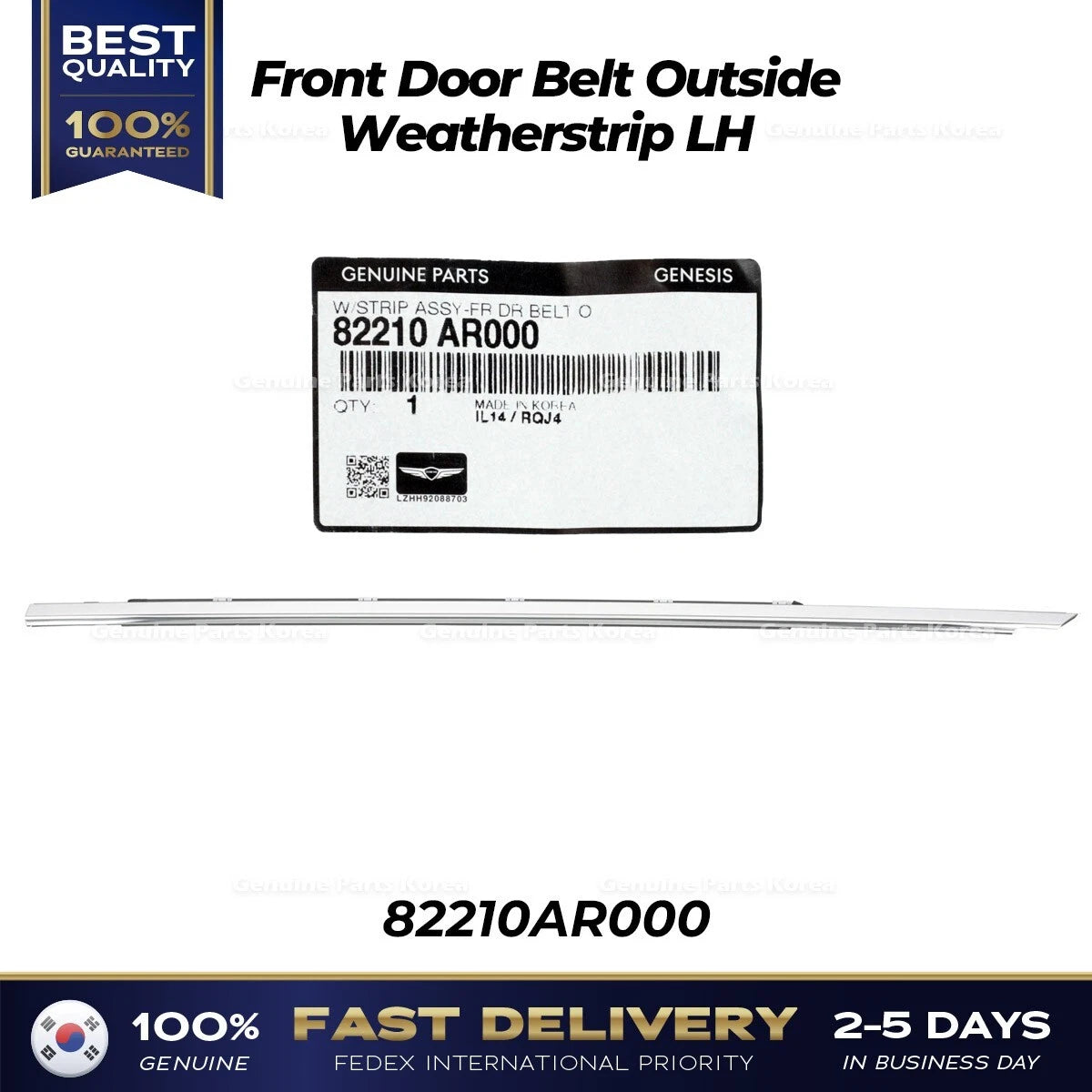 ⭐Genuine⭐ Front Door Belt Outside Weatherstrip LH 82210AR000 for Genesis GV70