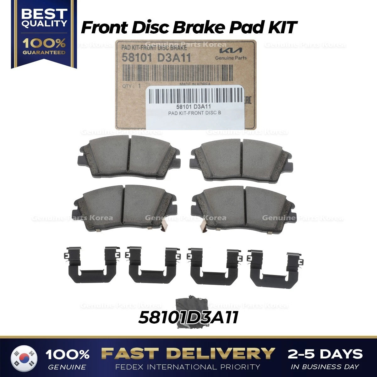 ⭐Genuine⭐ Front Disc Brake Pad KIT 58101D3A11 for Hyundai Tucson Kia Sportage