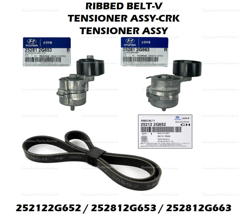 ⭐Genuine⭐ Serpentine Belt and Tensioners 3P 1set for Hyundai Kia Sonata Optima