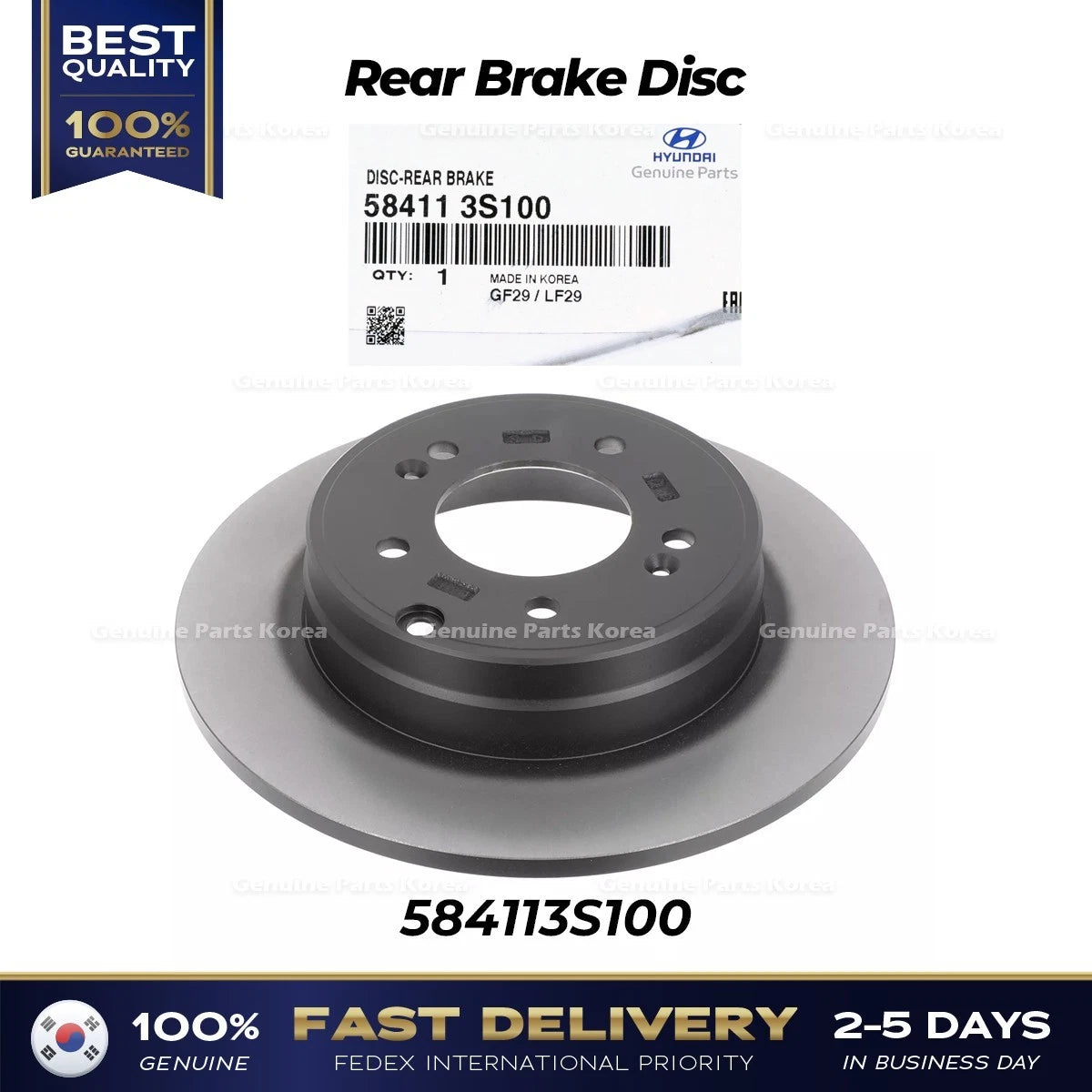 ⭐Genuine⭐ Rear Brake Disc 584113S100 for Hyundai Azera