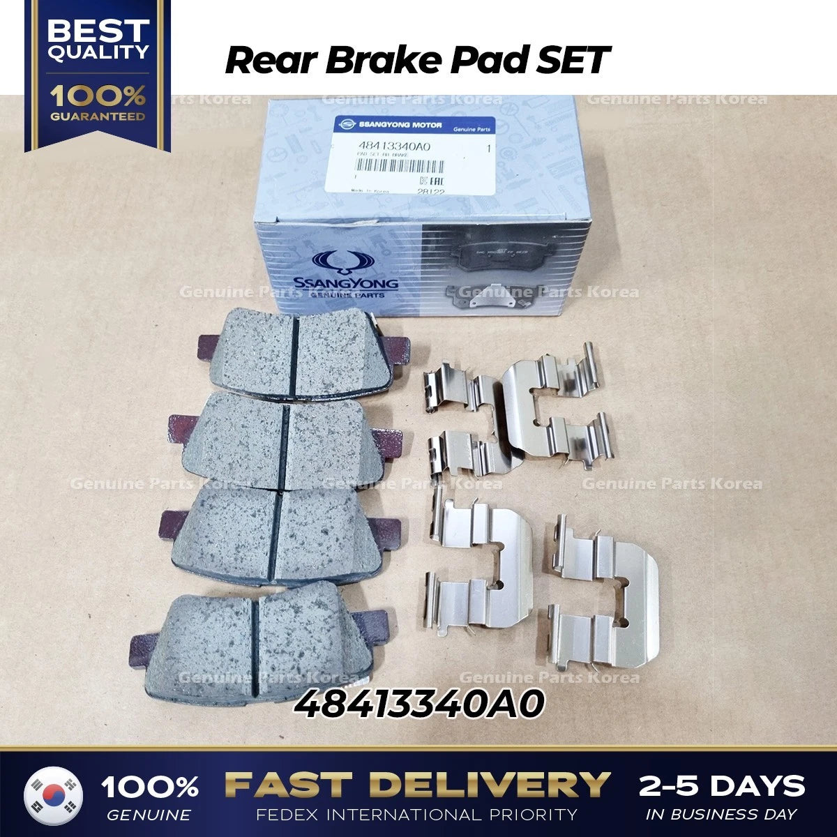 ⭐Genuine⭐ Rear Brake Pad SET 48413340A0 for Ssangyong Korando C