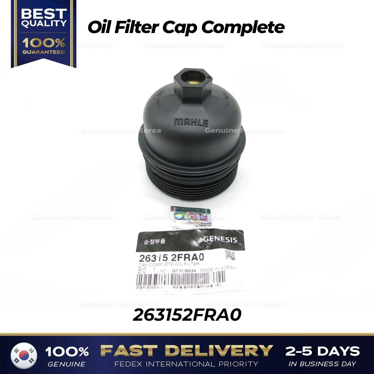 ⭐Genuine⭐ Oil Filter Cap Complete 263152FRA0 for Hyundai Genesis G80 Kia Stinger