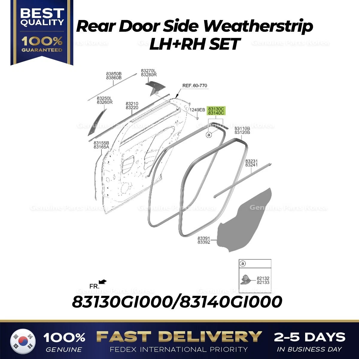 ⭐Genuine⭐ Rear Door Side Weatherstrip LH RH SET for Hyundai Ioniq 5