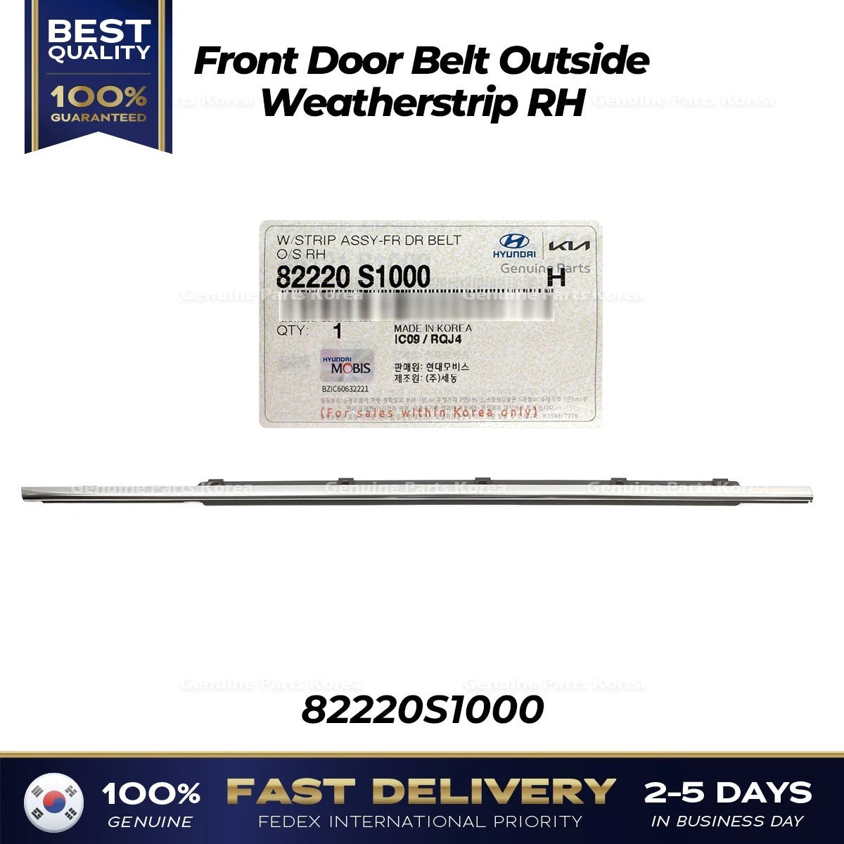 ⭐Genuine⭐ Front Door Belt Outside Weatherstrip RH 82220S1000 for Santa Fe