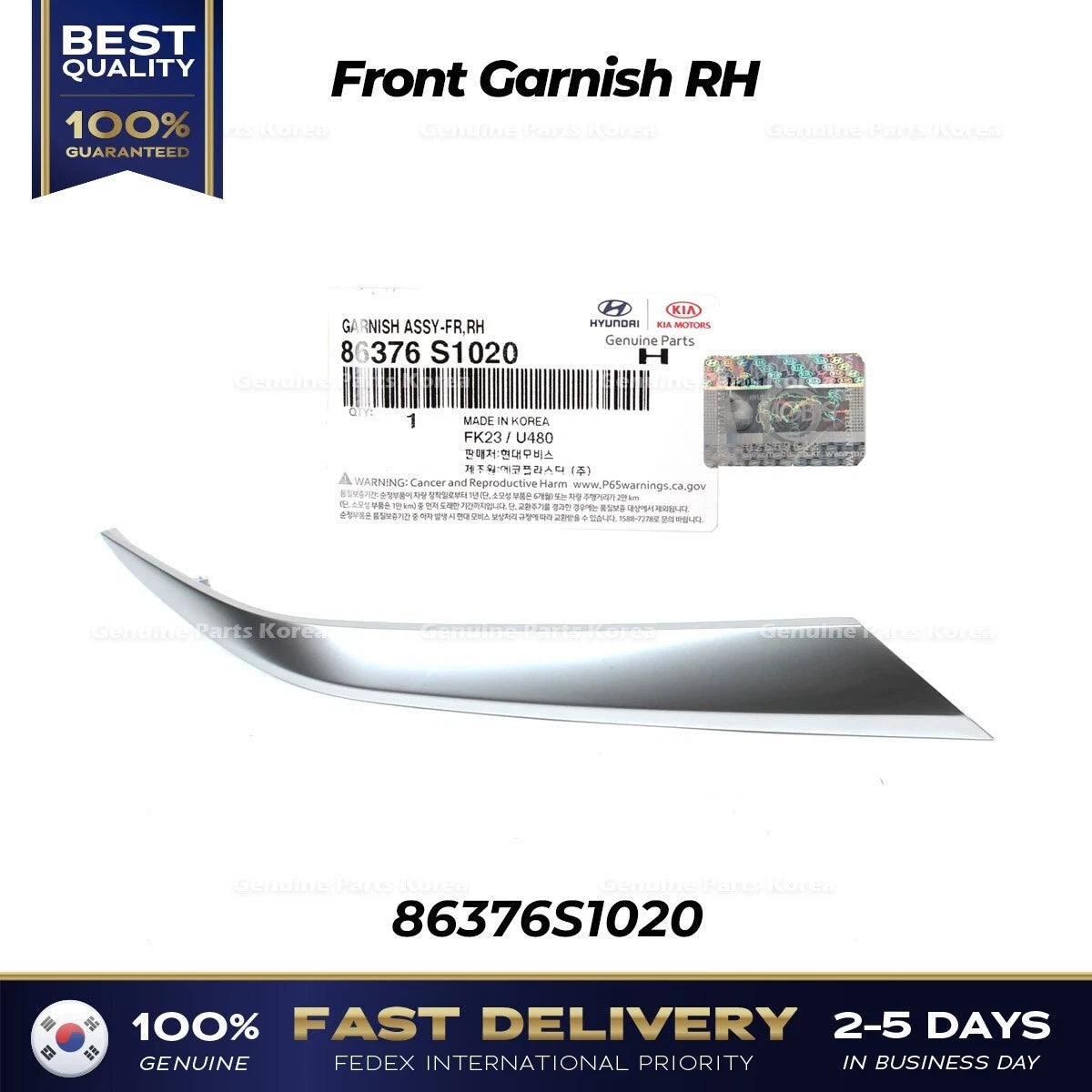 ⭐Genuine⭐ Front Garnish RH 86376S1020 for Hyundai Santa Fe