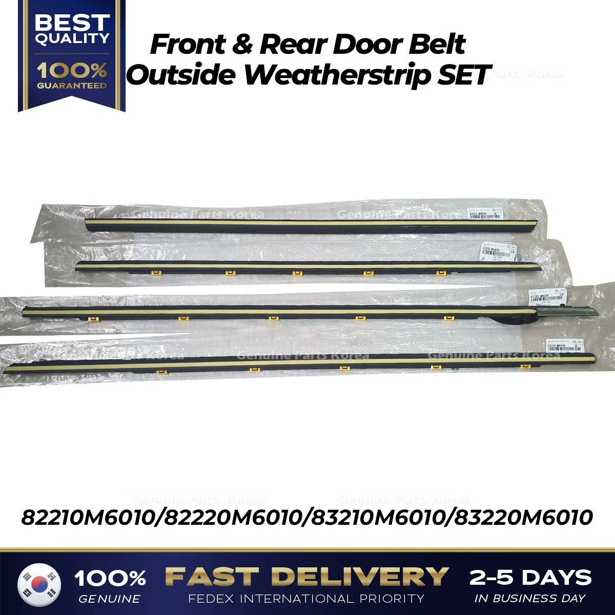 ⭐Genuine⭐ Front & Rear Door Belt Outside Weatherstrip SET for Kia Forte