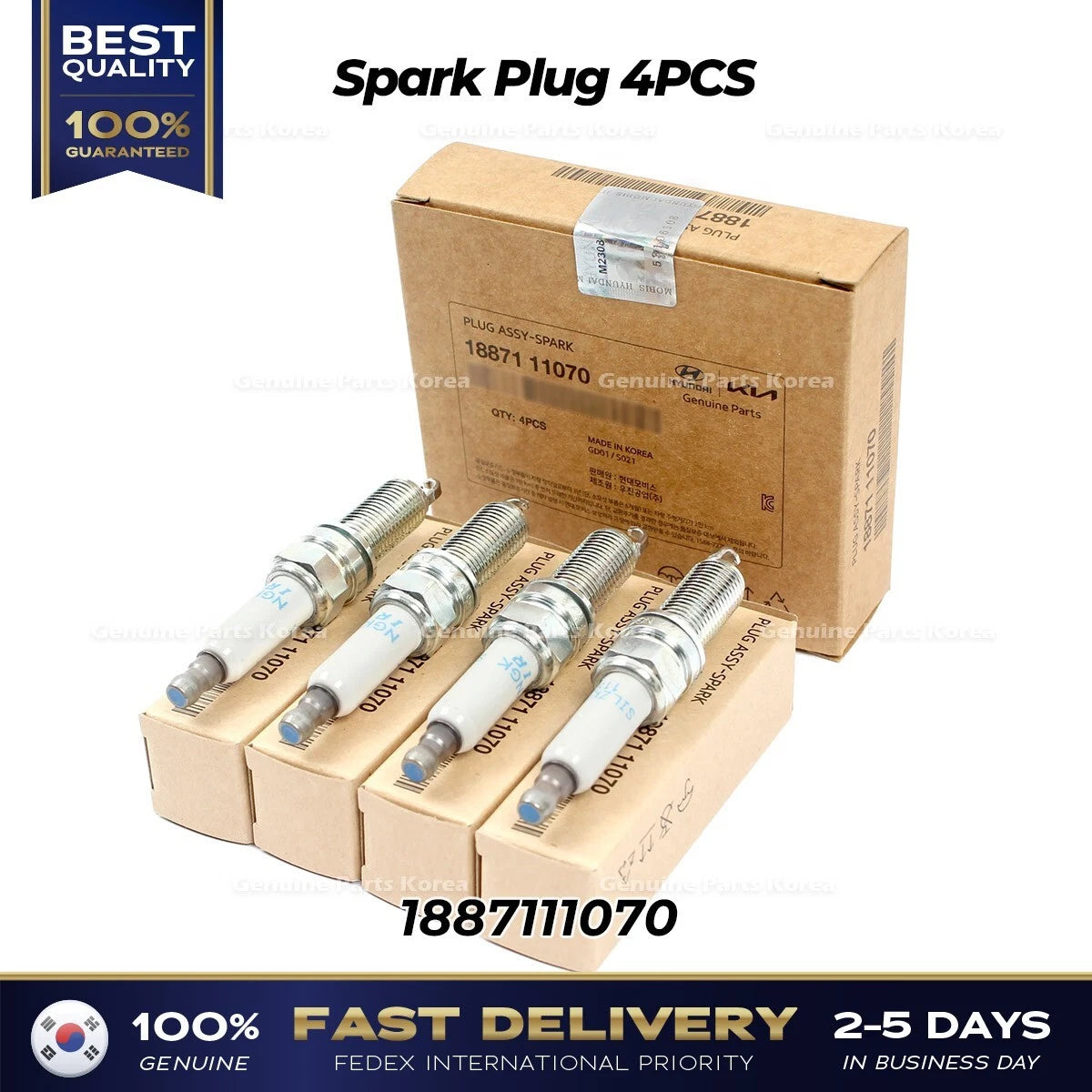 ⭐Genuine⭐ Spark Plug 4PCS 1887111070 for Hyundai Sonata Tucson Kia Sorento