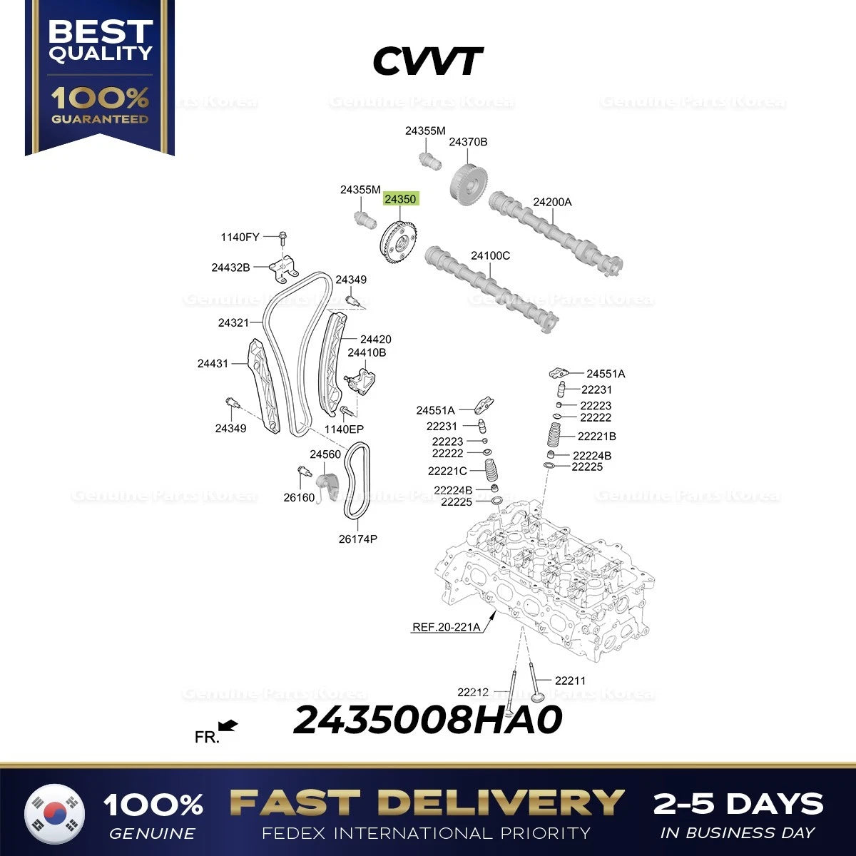 ⭐Genuine⭐ CVVT 2435008HA0 for Hyundai Kona Hybrid Kia Niro