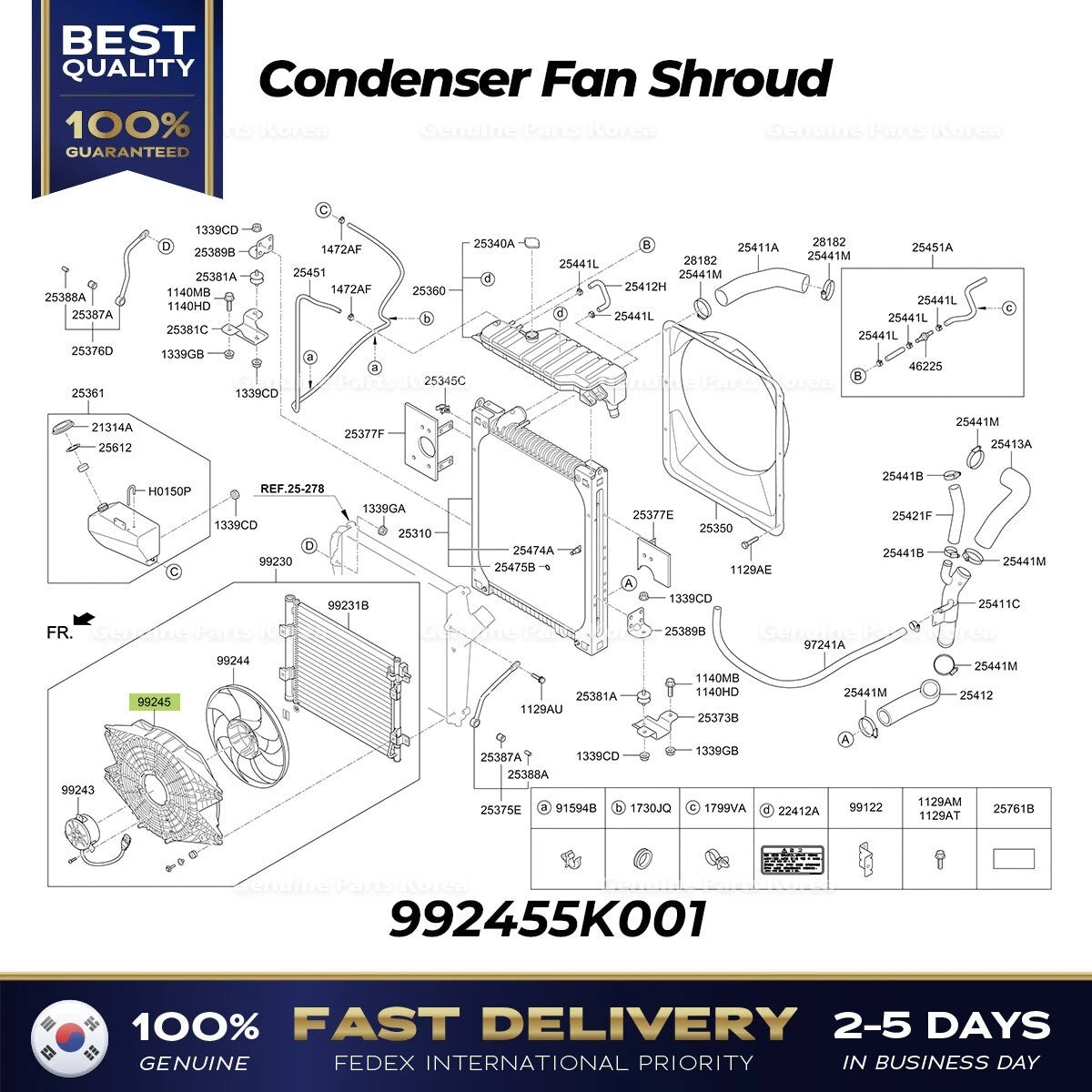 ⭐Genuine⭐ Condenser Fan Shroud 992455K001 for Hyundai HD35 HD50 HD65