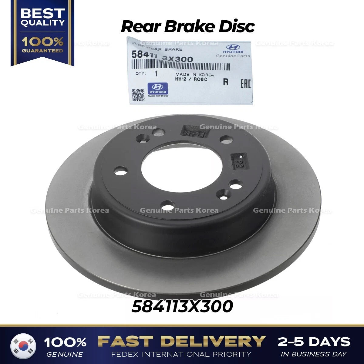 ⭐Genuine⭐ Rear Brake Disc 584113X300 for Hyundai Elantra Veloster Kia Forte