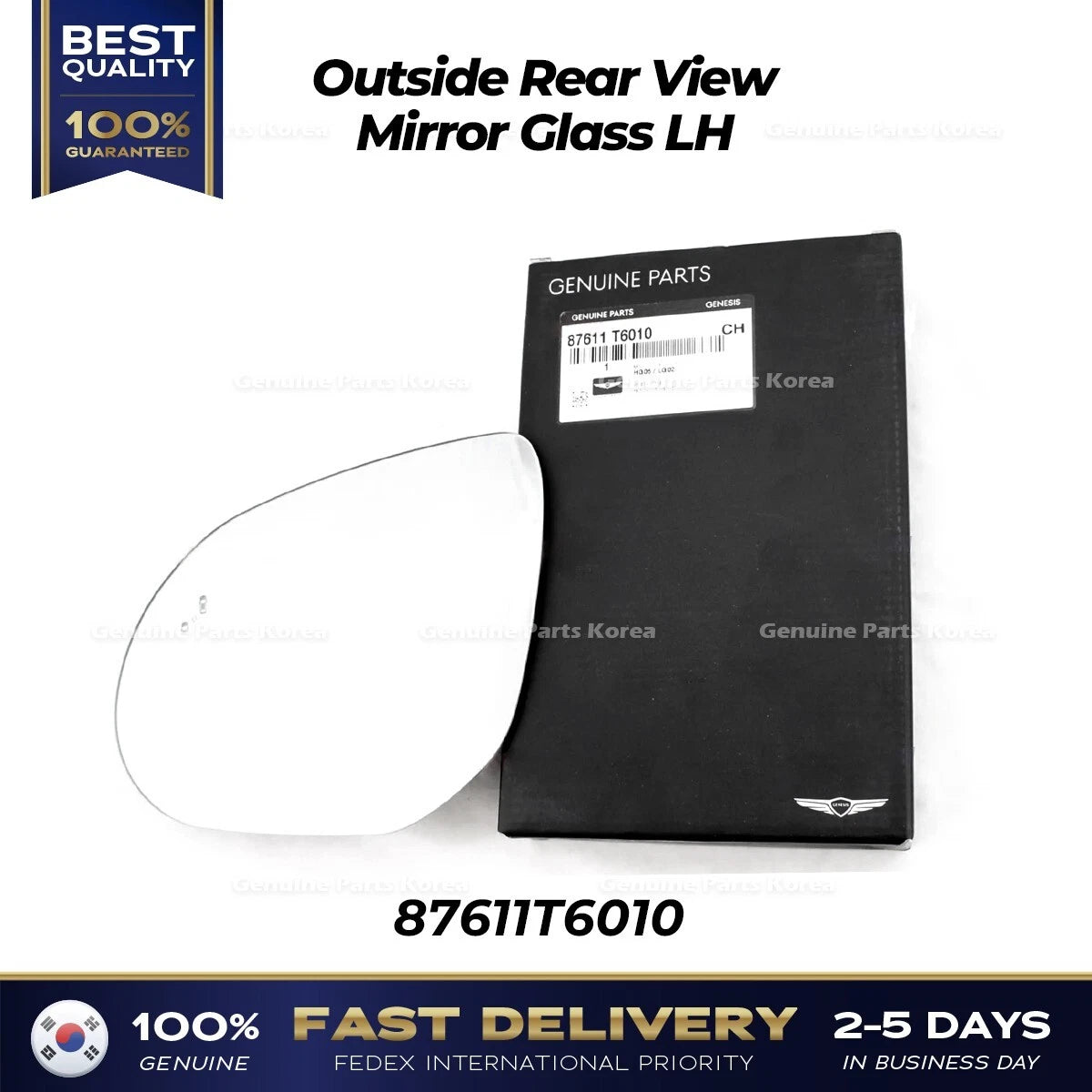 ⭐Genuine⭐ Outside Rear View Mirror Glass LH 87611T6010 for Genesis GV80