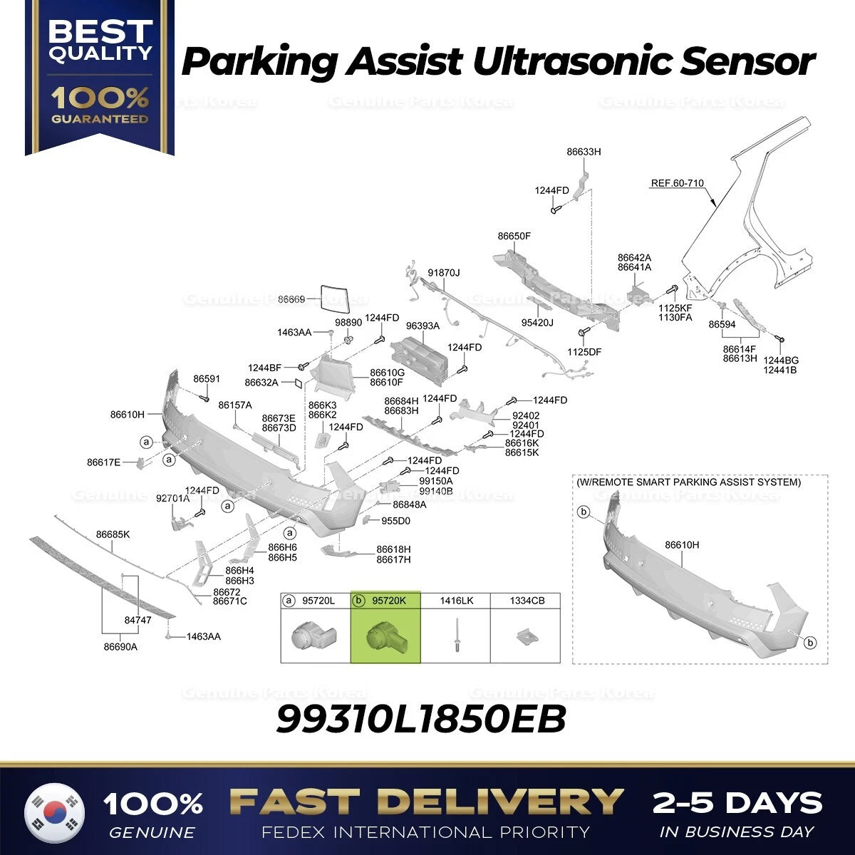⭐Genuine⭐ Parking Assist Ultrasonic Sensor 99310L1850EB for Hyundai Ioniq 5 N