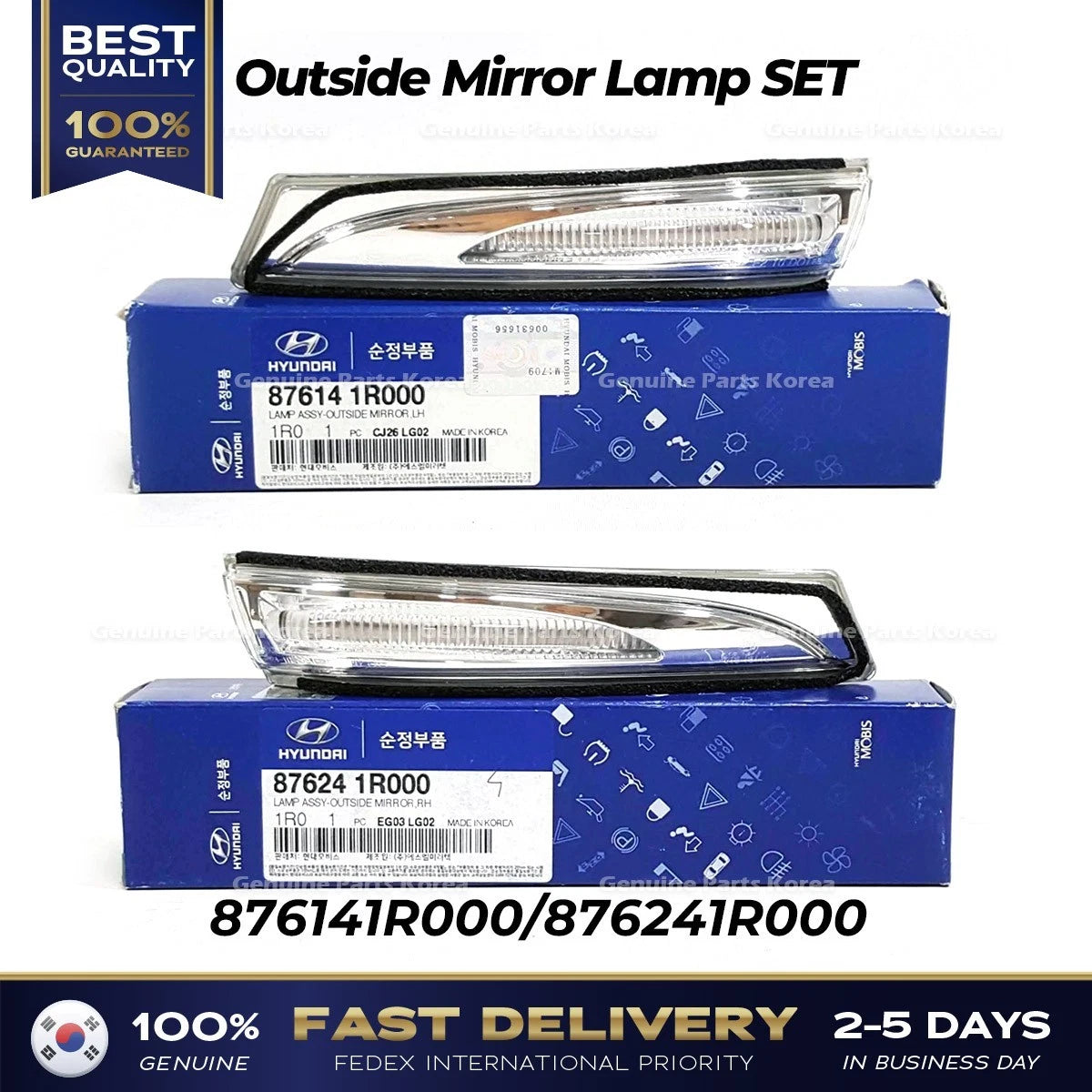 ⭐Genuine⭐ Outside Mirror Lamp SET 876141R000 876241R000 for Hyundai Accent