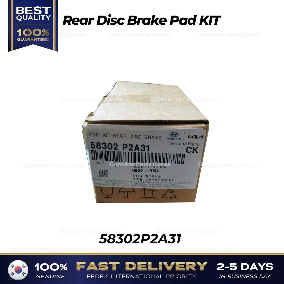 ⭐Genuine⭐ Rear Disc Brake Pad KIT 58302P2A31 for Hyundai Santa Fe Hybrid