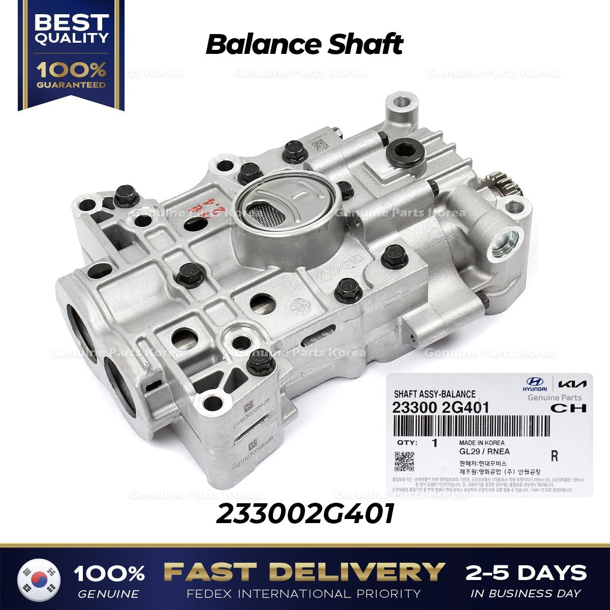 Genuine Balance Shaft 233002G401 for Hyundai Santa Fe Sport Sonata Kia Sedona