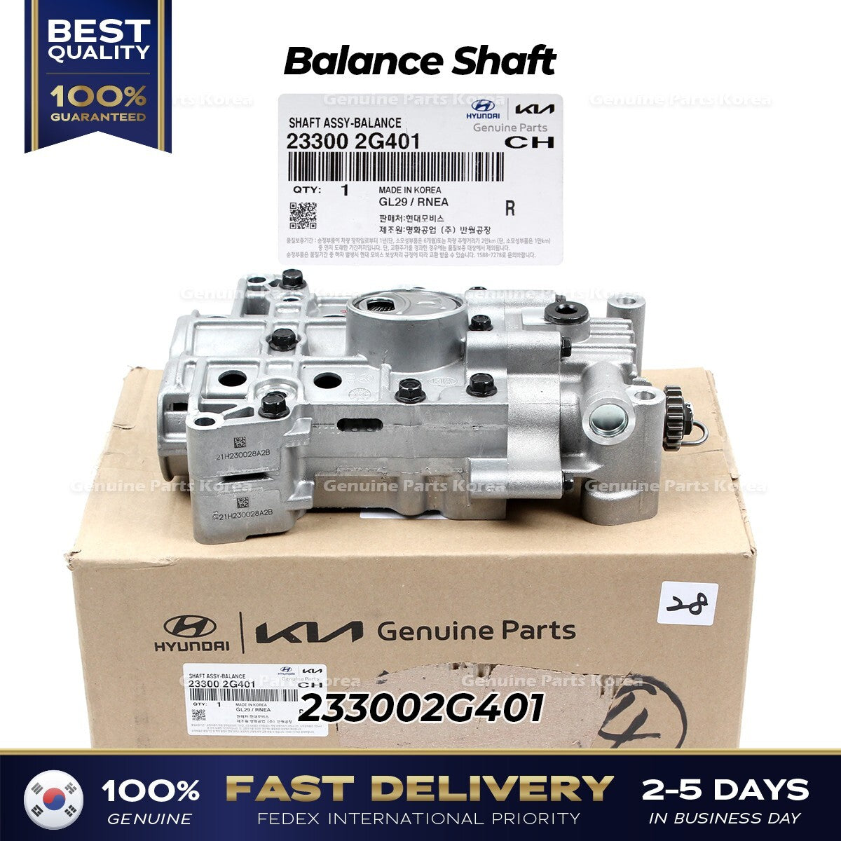 Genuine Balance Shaft 233002G401 for Hyundai Santa Fe Sport Sonata Kia Sedona