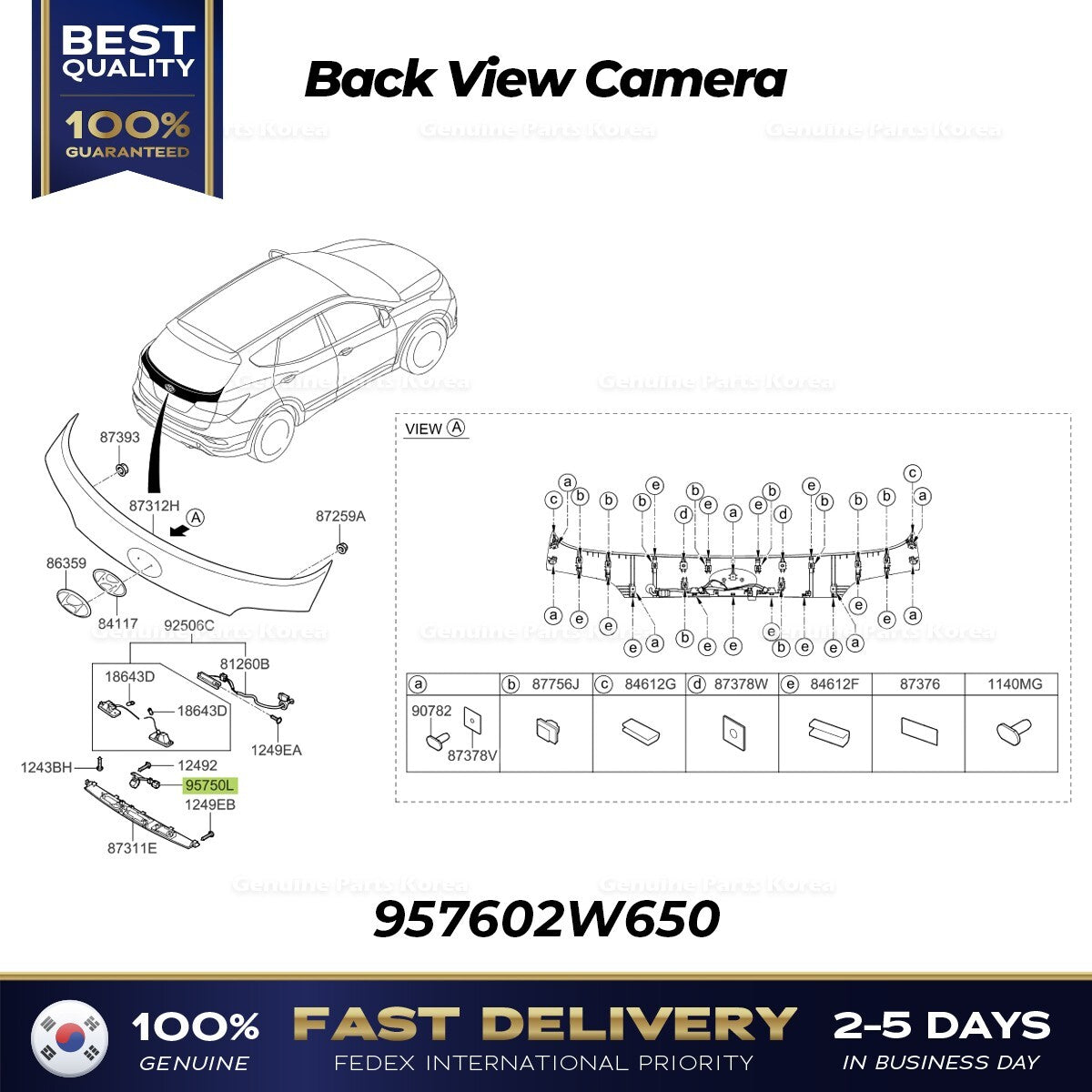 Genuine Back View Camera 957602W650 for Hyundai Santa Fe Sport