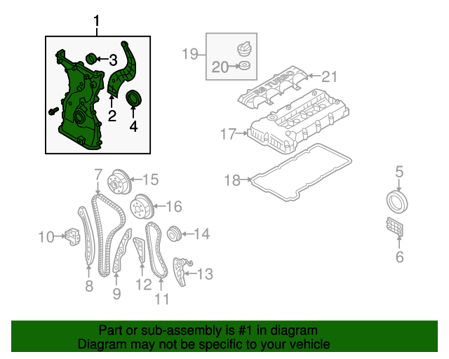 Genuine Timing Chain Cover 213502C101 for Hyundai Genesis Coupe 2.0L
