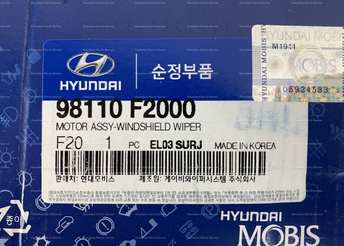 Genuine Windshield Wiper Motor 98110F2000 for Hyundai Elantra Kia Sportage