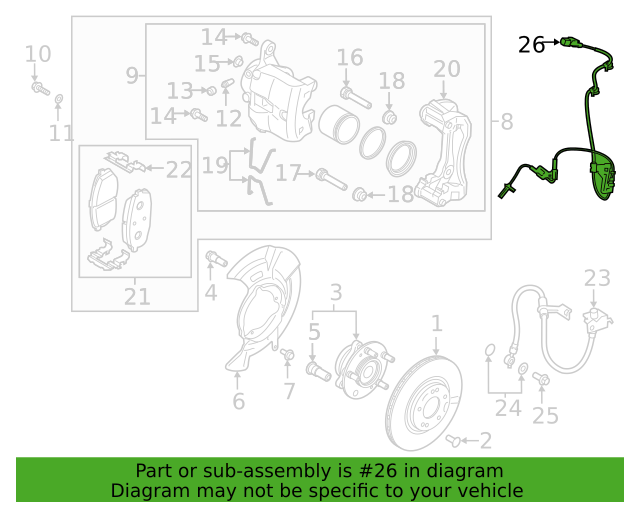 Genuine ABS Brakes Wheel Speed Sensor Front LH 59810K9000 for Veloster N 19-22
