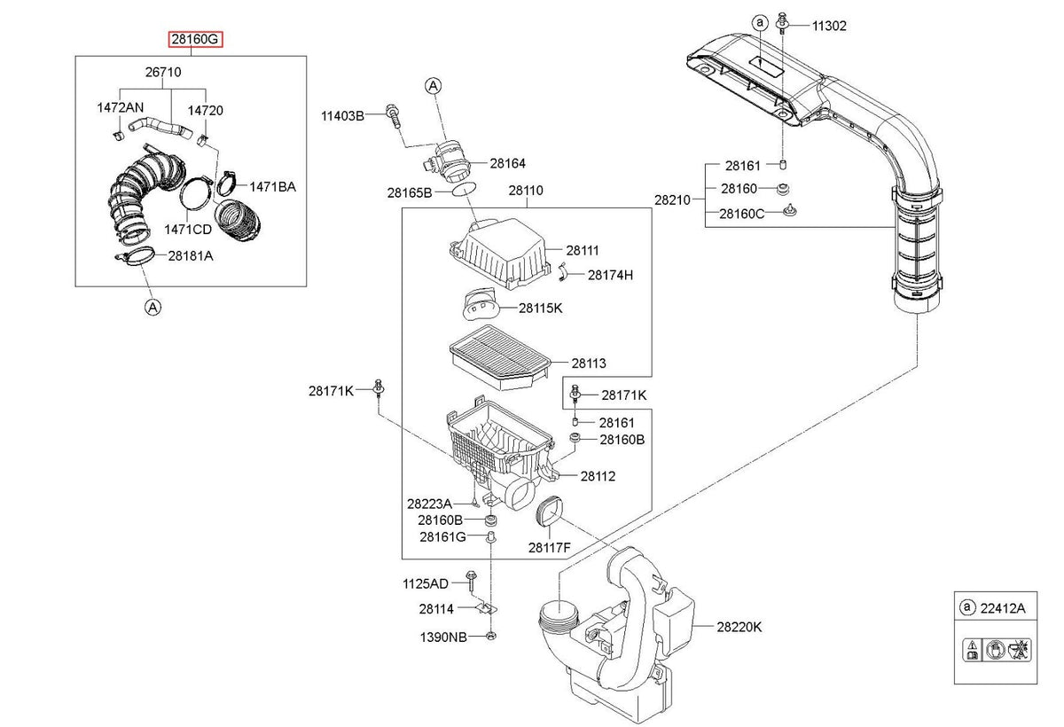 Genuine Air Intake Hose Assy 281403Z301 for Hyundai i40 2012-2017