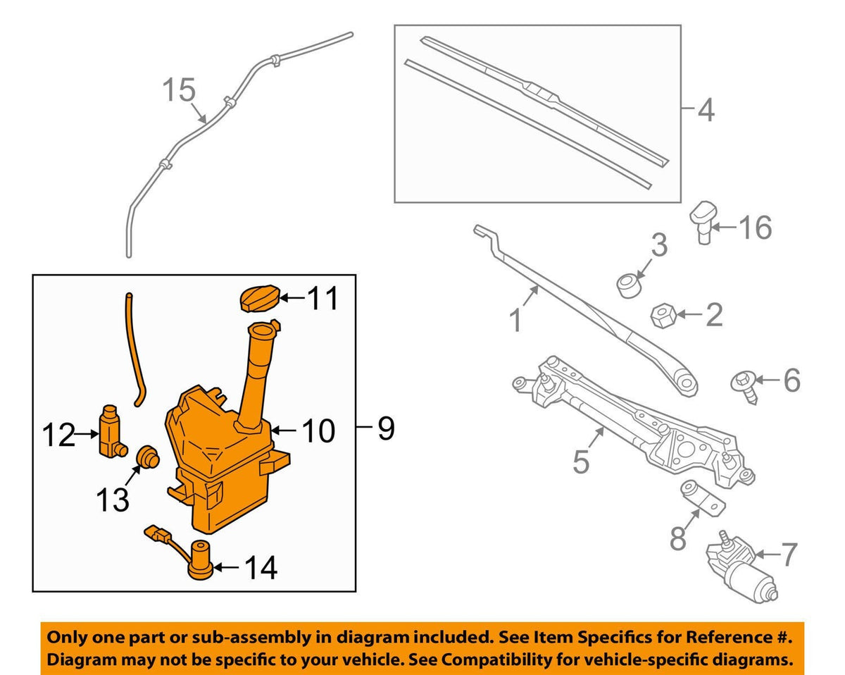 Genuine Wiper Washer Reservoir Tank 98610J9100 for Hyundai Kona 18-22