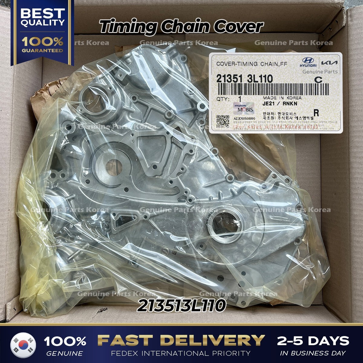 Genuine Timing Chain Cover Assy 213513L110 For Hyundai & Kia 2017-2022