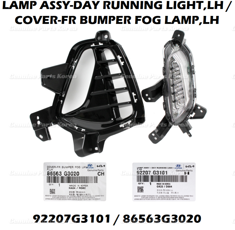 OEM DRL Fog Lamp & Cover LEFT 92207G3101 & 86563G3020 2P for Hyundai ElantraGT