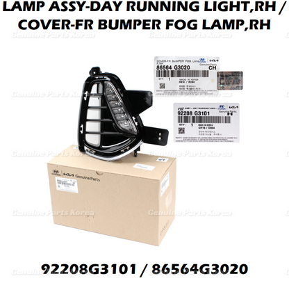 OEM DRL Fog Lamp & Cover RH 92208G3101 & 86564G3020 2P for Hyundai ElantraGT