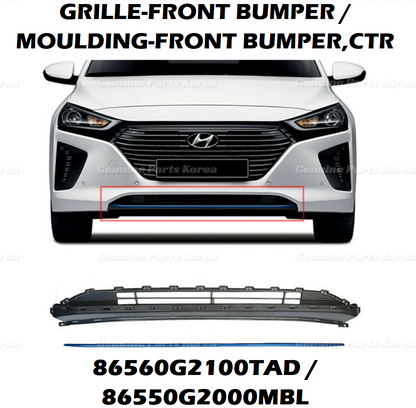 OEM Front Bumper Lower Grille + Color Molding 2P 1set for Hyundai Ioniq 17-22
