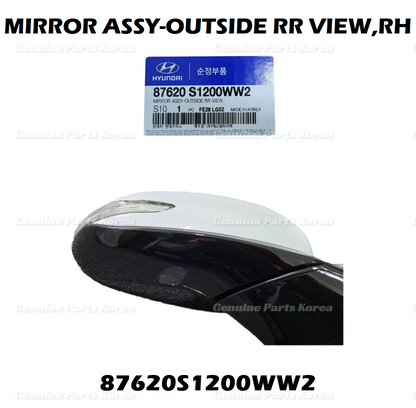 OEM Side Mirror Passenger RH White 87620S1200WW2 for Hyundai Santa Fe 19-22