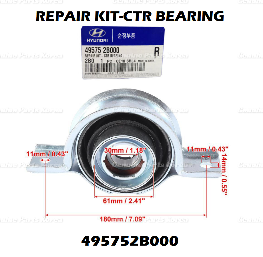 Genuine Center Bearing Kit 495752B000 for Hyundai Santa Fe 2005-2009