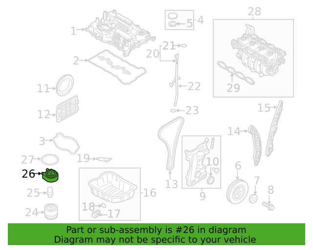 Genuine Engine Oil Cooler 264102G001 for Hyundai & Kia 2018 - 2022