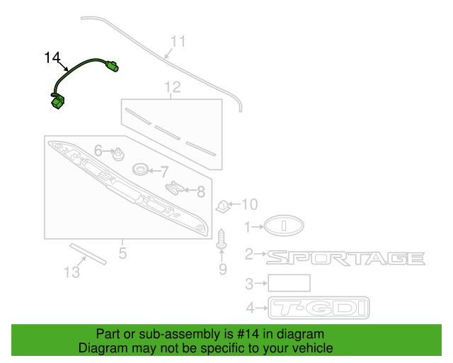 Genuine Camera Back View Rear Assy 957503W000 for Kia Sportage 2011