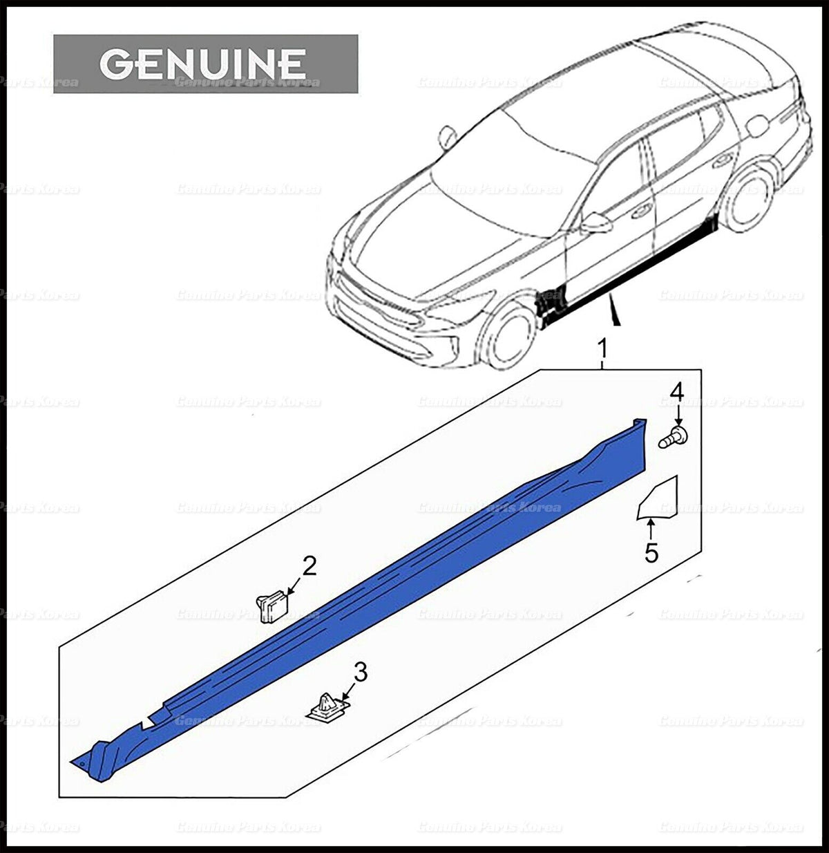 Genuine Rocker Molding Side Sill Right 87752J3000EB for Hyundai Veloster 19-21