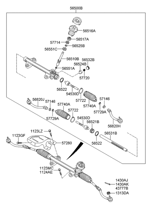 Genuine Steering Gear Rack & Pinion 565003X002 for Hyundai Elantra GT GLS