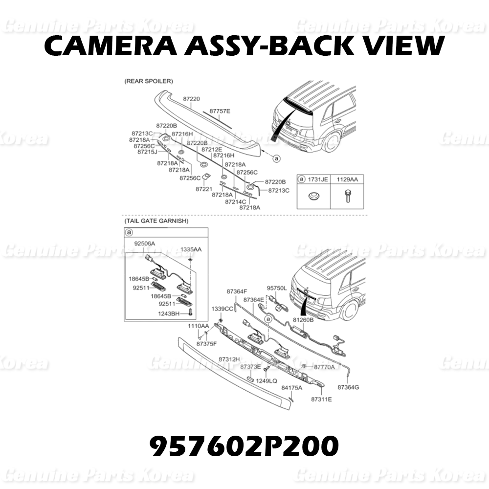 Genuine Back View Camera 957602P200 for Kia Sorento 2011-2015