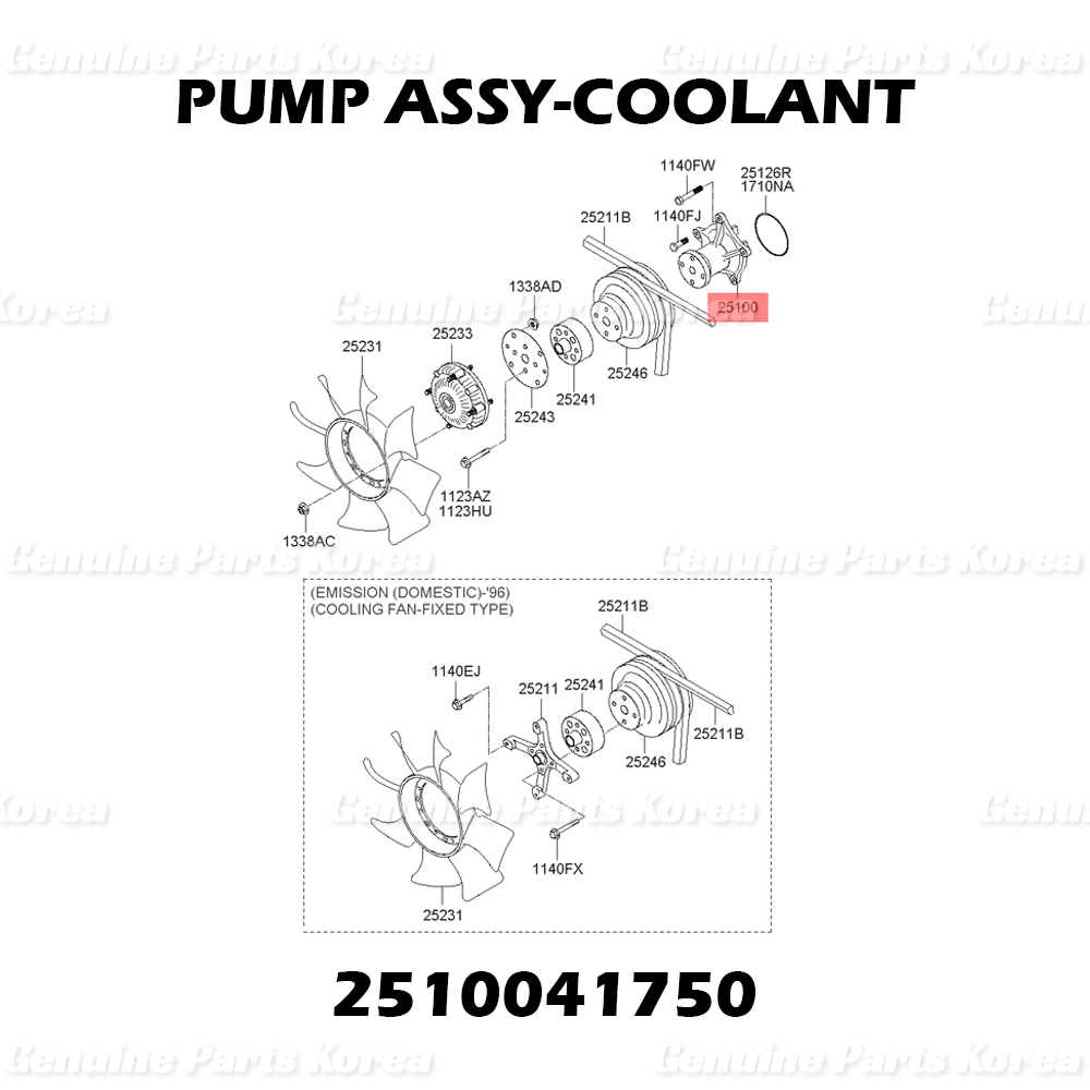 Genuine Coolant Pump 2510041750 for Hyundai Kia County