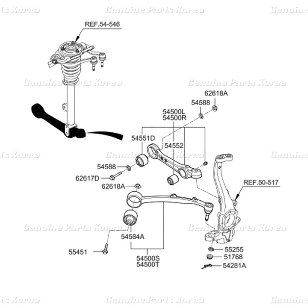 Genuine Arm Tension Assembly Front Right 545063T050 for Hyundai Equus Kia K900