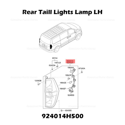 Genuine Rear Taill Lights Lamp LH 924014H500 for Hyundai Grand Starex