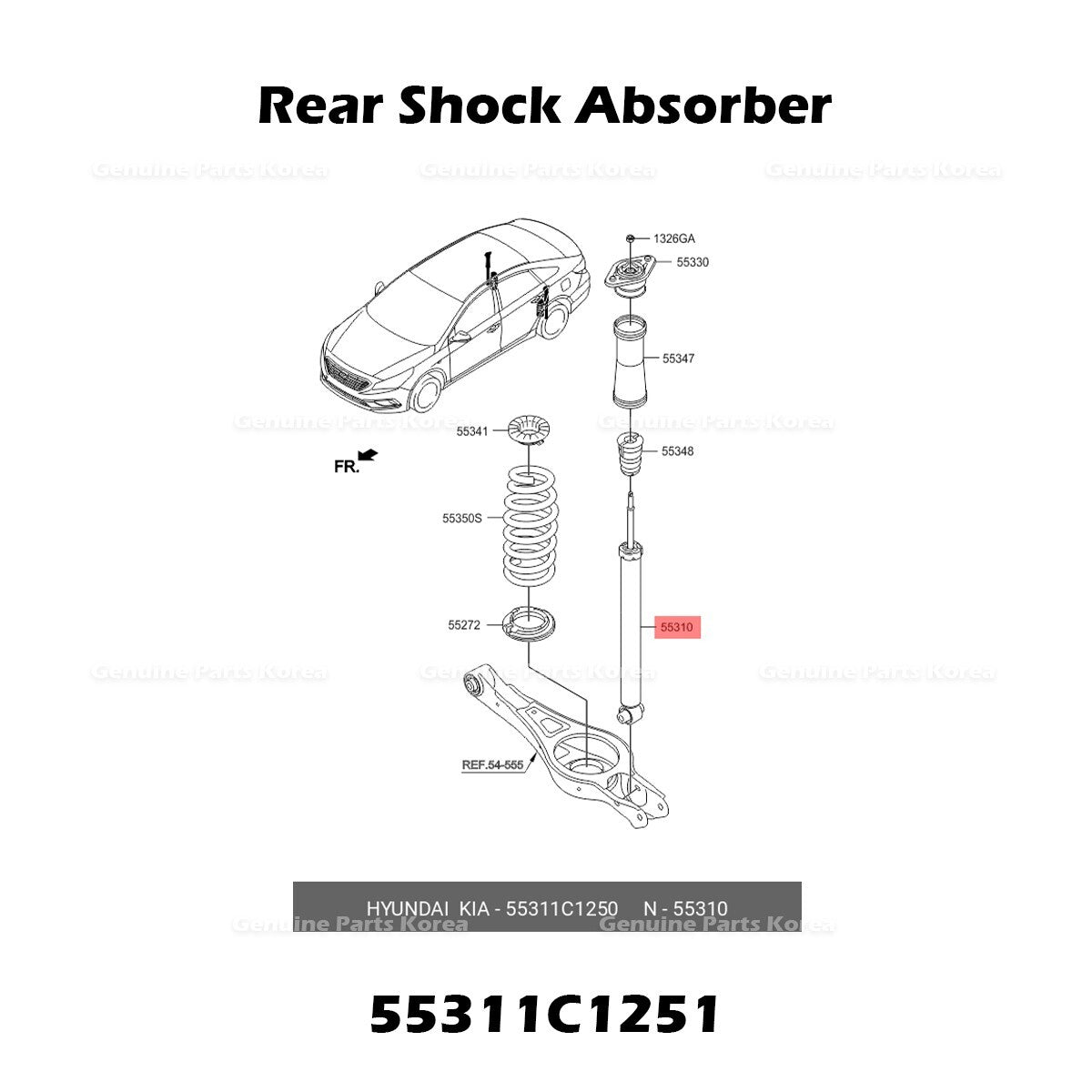 Genuine Rear Shock Absorber 55311C1251 for Hyundai Sonata