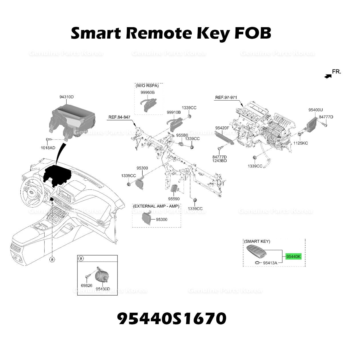 Genuine Smart Remote Key FOB 95440S1670 for Hyundai Santa Fe