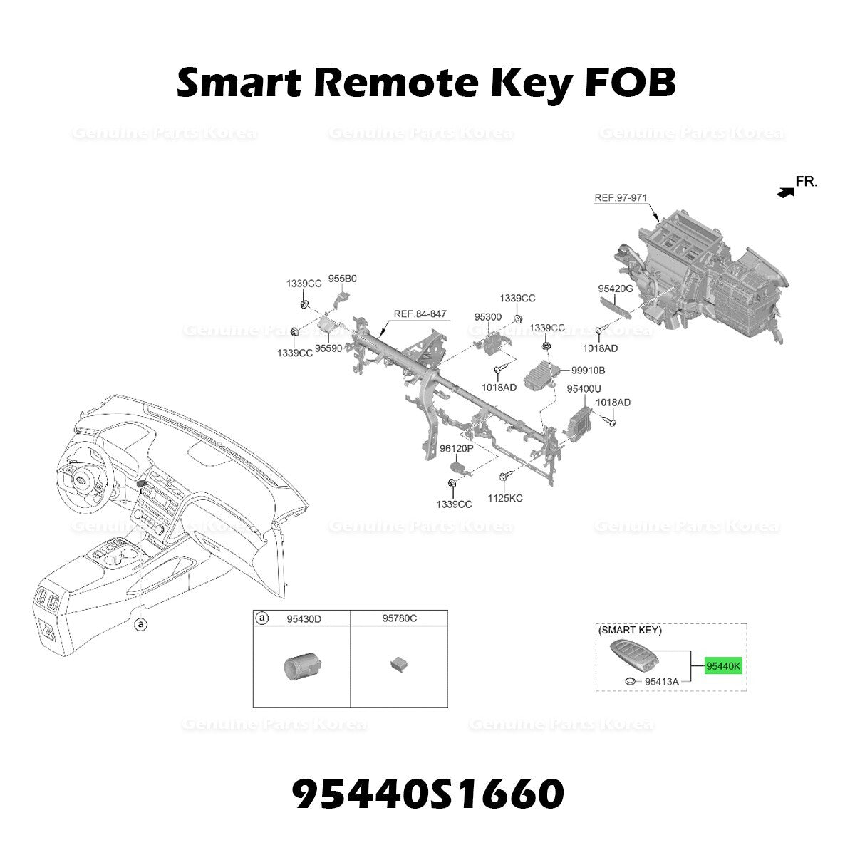 Genuine Smart Remote Key FOB 95440S1660 for Hyundai Santa Fe