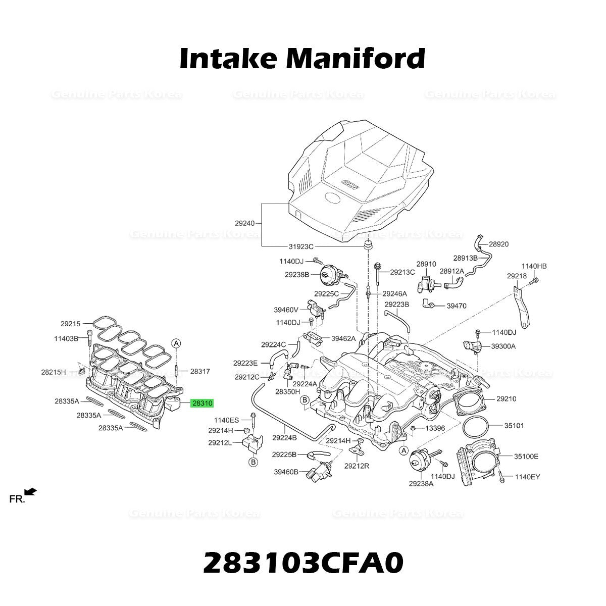 GenuineIntake Maniford 283103CFA0 for Hyundai Palisade Santa Fe Kia Cadenza