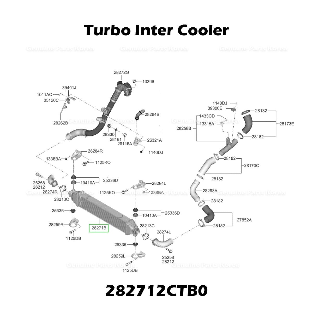 Genuine Turbo Inter Cooler 282712CTB0 for Hyundai Genesis G70