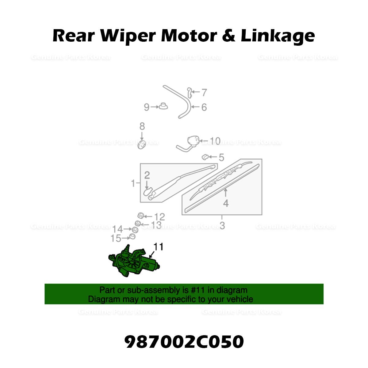 Genuine Rear Wiper Motor & Linkage 987002C050 for Hyundai Tiburon