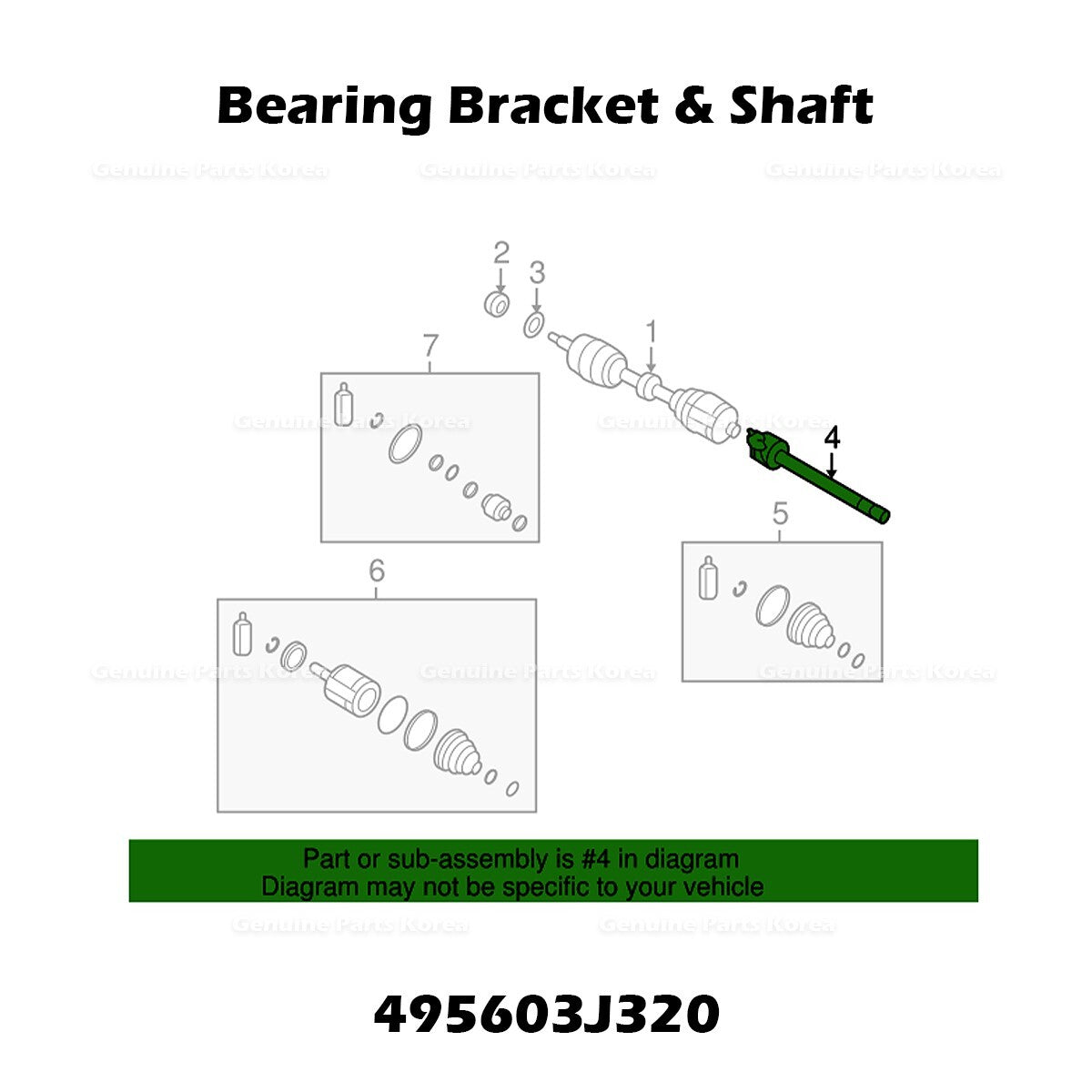 Genuine Bearing Bracket & Shaft 495603J320 for Hyundai Veracruz