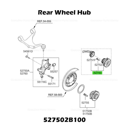 Genuine Rear Wheel Hub 527502B100 Hyundai Santa Fe Veracruz Kia Sorento